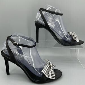 NEW INC Women’s Nemmzi Rhinestone Ankle Strap Heels Black Size 8.5M